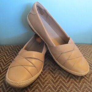 Clarks "Danelly Shine" Leather Cross Weave Loafers